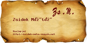Zsidek Máté névjegykártya